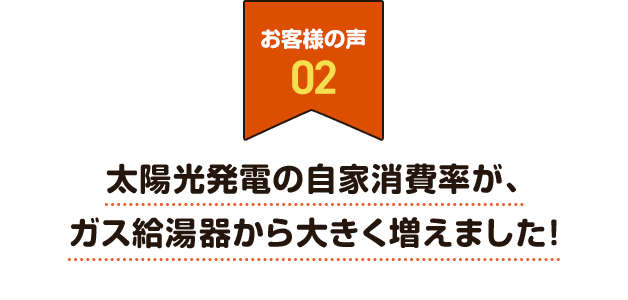 【お客様の声2】太陽光発電の自家消費率が、ガス給湯器から大きく増えました！